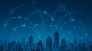 Networked city representing data connectivity and Perplexity AI’s integration of live web information.