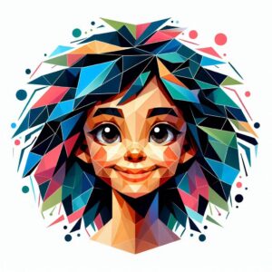 Poly Art Young Girl | Colorful Geometric Digital Artwork